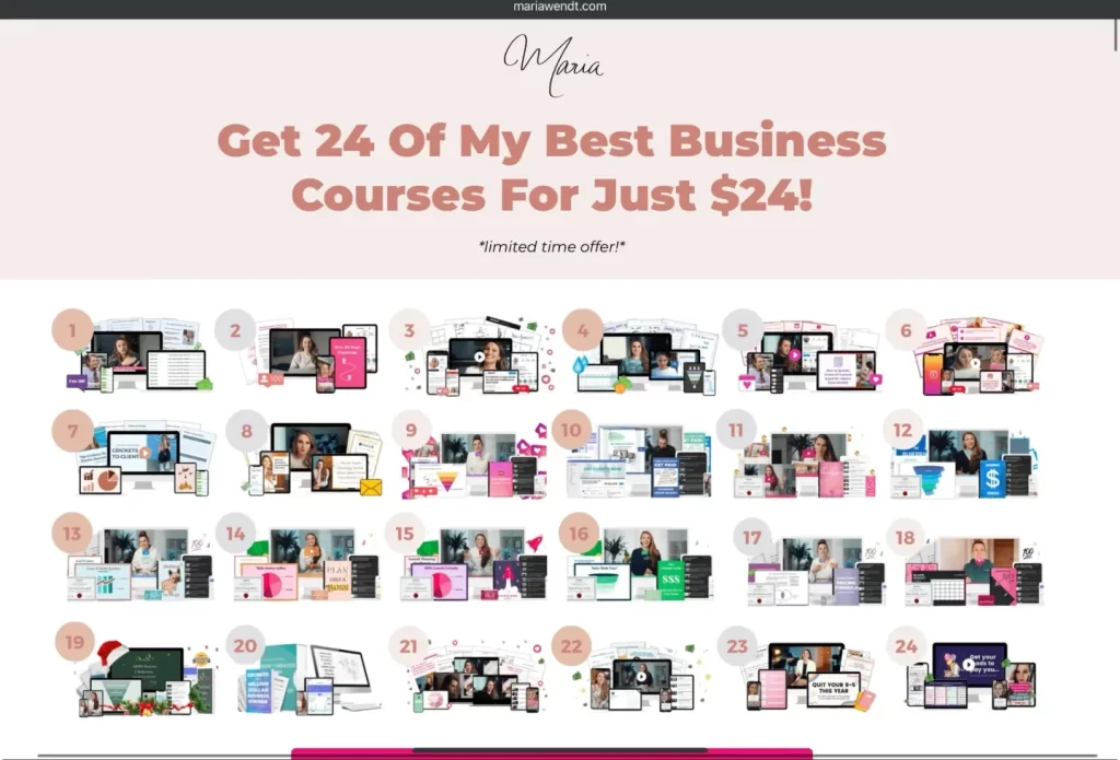 Maria Wendt – 24 Courses + Upsell Maria Wendt – 24 Courses + Upsell